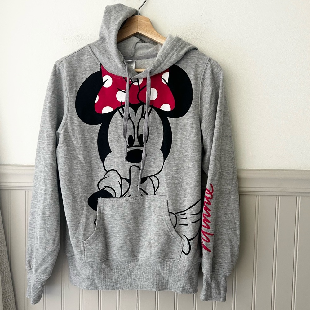 Disney Medium Gray Hoodie with Minnie Mouse Graphic Sweatshirt